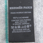 Hermes 100% Cashmere Logo Leather Patch Neolo Cabasol Striped Fringe Scarf — view 7
