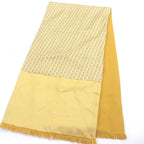 Hermes Silk Angora Deer Allover Fringe Shawl Scarf Yellow — view 3