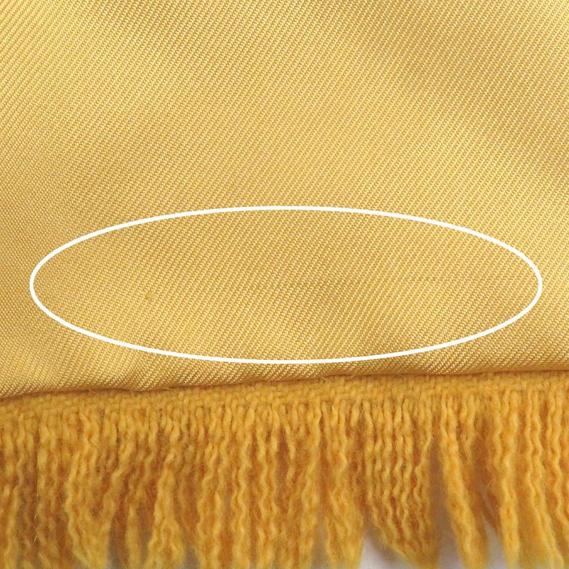 Hermes Silk Angora Deer Allover Fringe Shawl Scarf Yellow — view 7