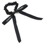 Chanel 24 B Coco Mark Logo Ribbon Chouche Hair Tie Accessory Black White — view 3