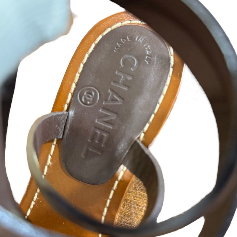 Chanel Coco Mark Leather Ankle Strap Sandals Size 35 1 2 — view 8