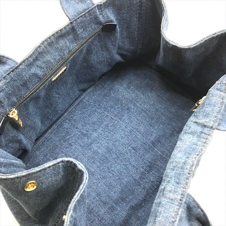 Prada Canapa 2-Way Shoulder Tote Hand Denim Blue — view 8
