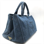 Prada Canapa 2-Way Shoulder Tote Hand Denim Blue — view 7