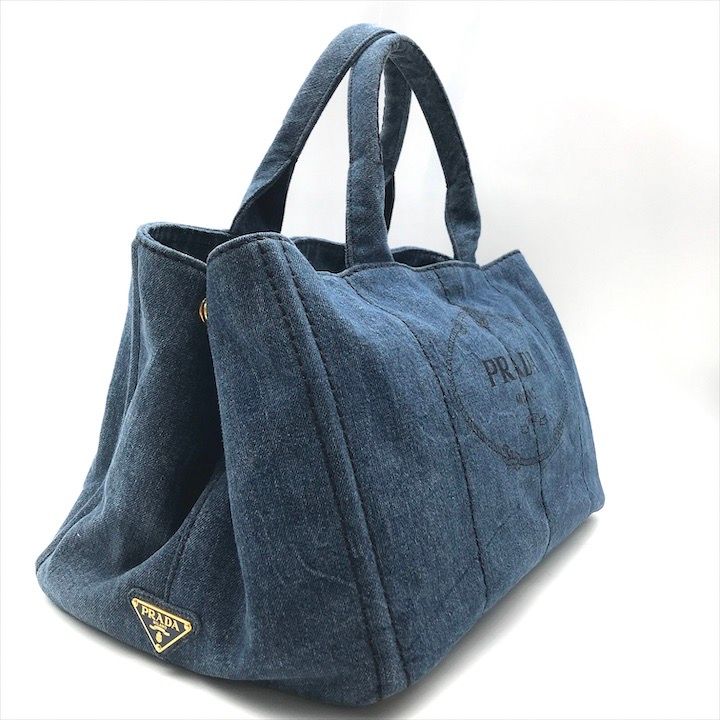 Prada Canapa 2-Way Shoulder Tote Hand Denim Blue — view 7