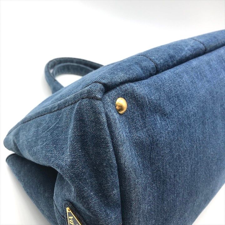 Prada Canapa 2-Way Shoulder Tote Hand Denim Blue — view 4