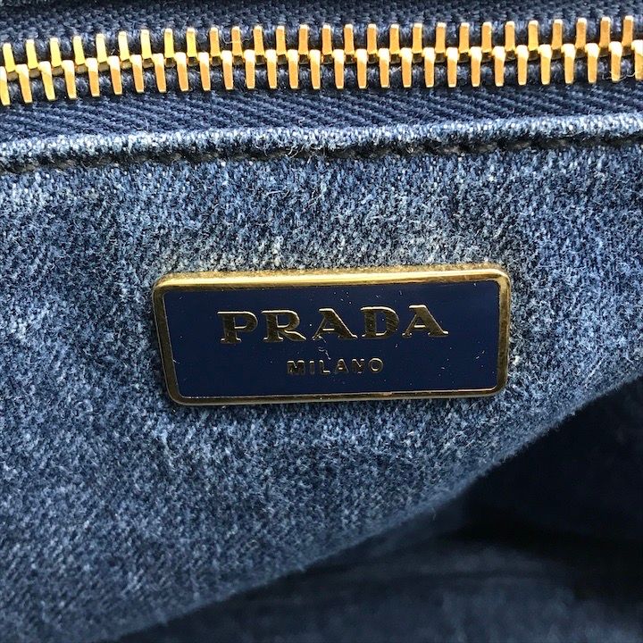 Prada Canapa 2-Way Shoulder Tote Hand Denim Blue — view 9
