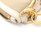Prada Shoulder Bag Logo Jacquard Beige Ivory Canvas Leather — view 8