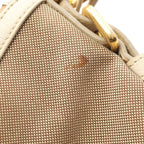 Prada Shoulder Bag Logo Jacquard Beige Ivory Canvas Leather — view 5
