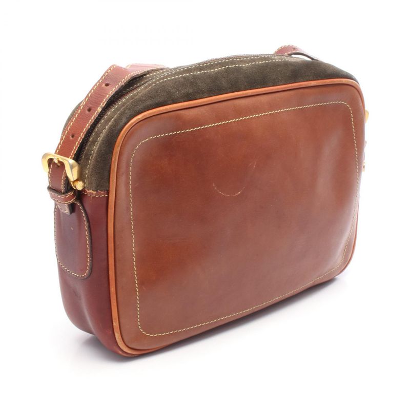 Loewe Shoulder Bag Anagram Khaki Brown Suede Leather — view 2