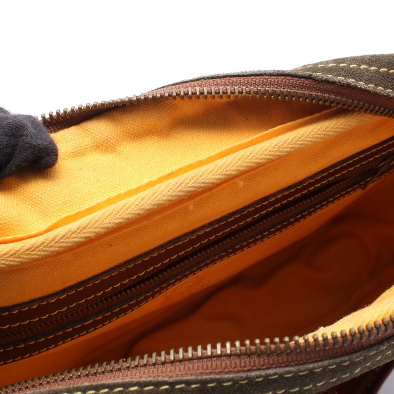 Loewe Shoulder Bag Anagram Khaki Brown Suede Leather — view 5