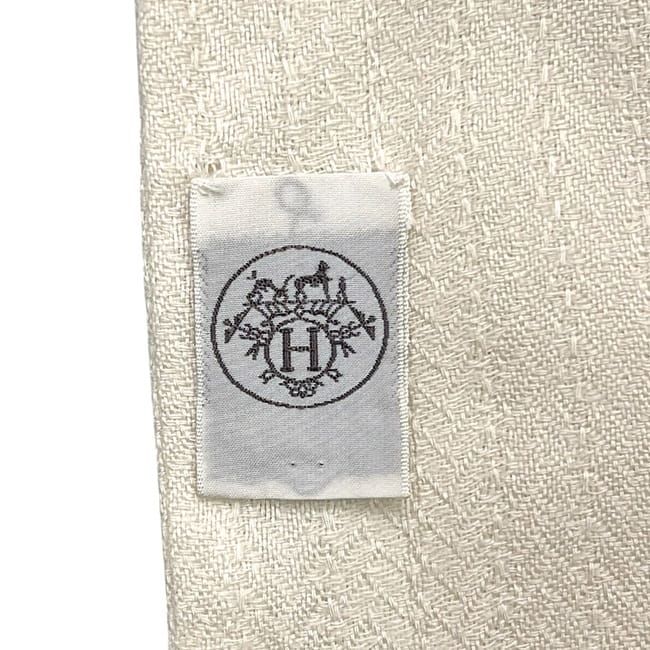 Hermes Shawl White Beige Rebliss Cleaned — view 5