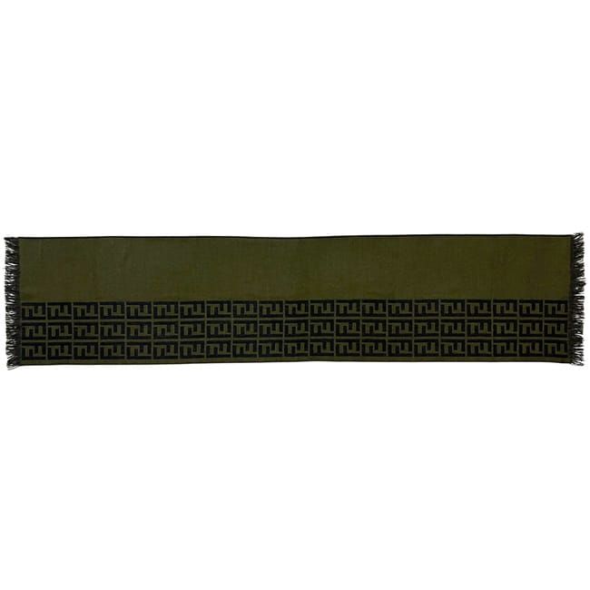 Fendi Scarf Khaki Green Zucca Cleaned Wool — view 2