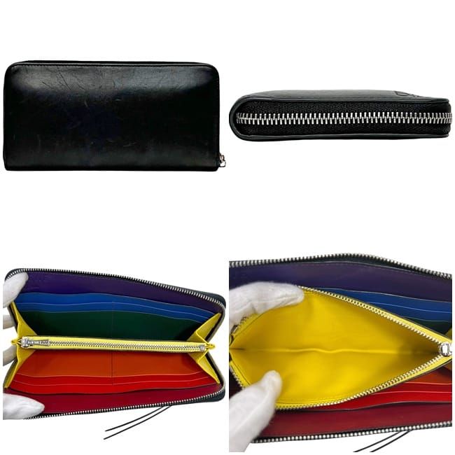 Loewe Round Zipper Long Wallet Rainbow Black — view 4