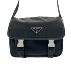 Prada 2 Vd034 Pattina Re-Nylon Saffiano Leather Shoulder Bag Black — view 3