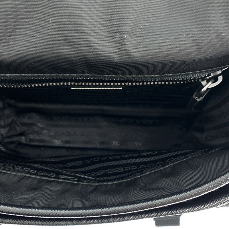 Prada 2 Vd034 Pattina Re-Nylon Saffiano Leather Shoulder Bag Black — view 5