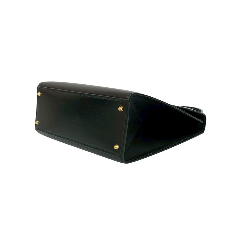 Celine Vintage Circle Logo Hardware Leather 2-Way Shoulder Bag Black