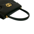 Celine Vintage Circle Logo Hardware Leather 2-Way Shoulder Bag Black