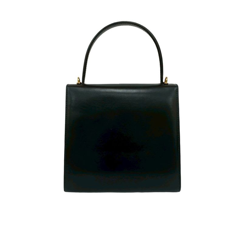 Celine Vintage Circle Logo Hardware Leather 2-Way Shoulder Bag Black