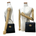 Celine Vintage Circle Logo Hardware Leather 2-Way Shoulder Bag Black