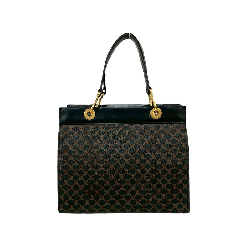 Celine Vintage Macadam Blason Pattern Leather Handbag Mini Tote Bag