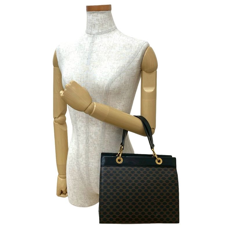 Celine Vintage Macadam Blason Pattern Leather Handbag Mini Tote Bag