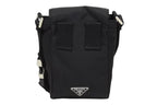 Prada Triangle Logo Mini Shoulder Bag Phone Case Pouch Black Silver — view 3