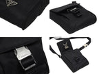 Prada Triangle Logo Mini Shoulder Bag Phone Case Pouch Black Silver — view 5