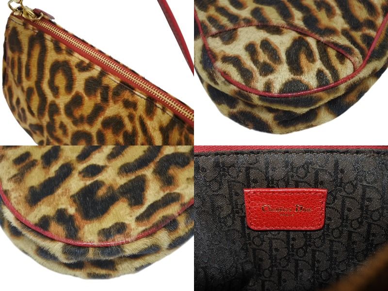 Dior Saddle Pouch Leopard Print Calf Hair Leather Galliano — view 7