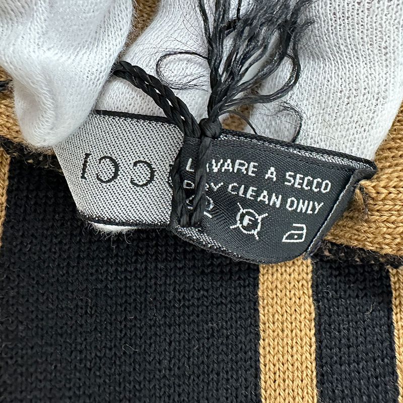 Gucci Scarf Shawl Wool Black Brown Logo Class Y Apparel — view 5