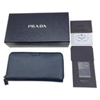 Prada Round Zipper Long Wallet 2 Ml317 Navy — view 2