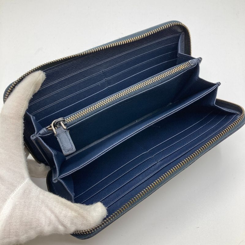 Prada Round Zipper Long Wallet 2 Ml317 Navy — view 7