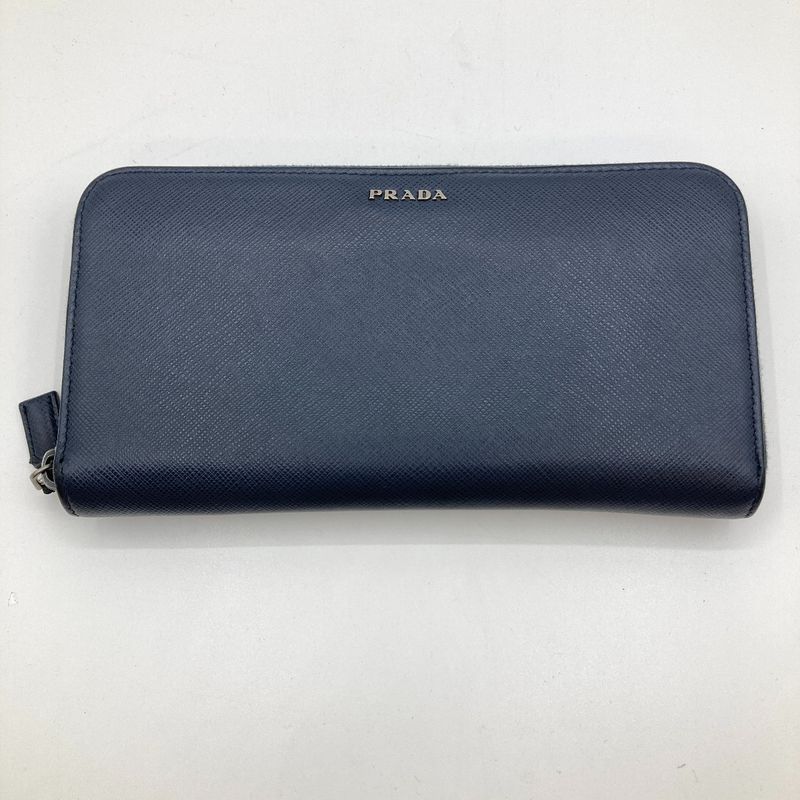 Prada Round Zipper Long Wallet 2 Ml317 Navy — view 3