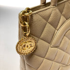 Chanel Medallion Tote Caviar Leather Bag Gold Hardware Beige — view 7