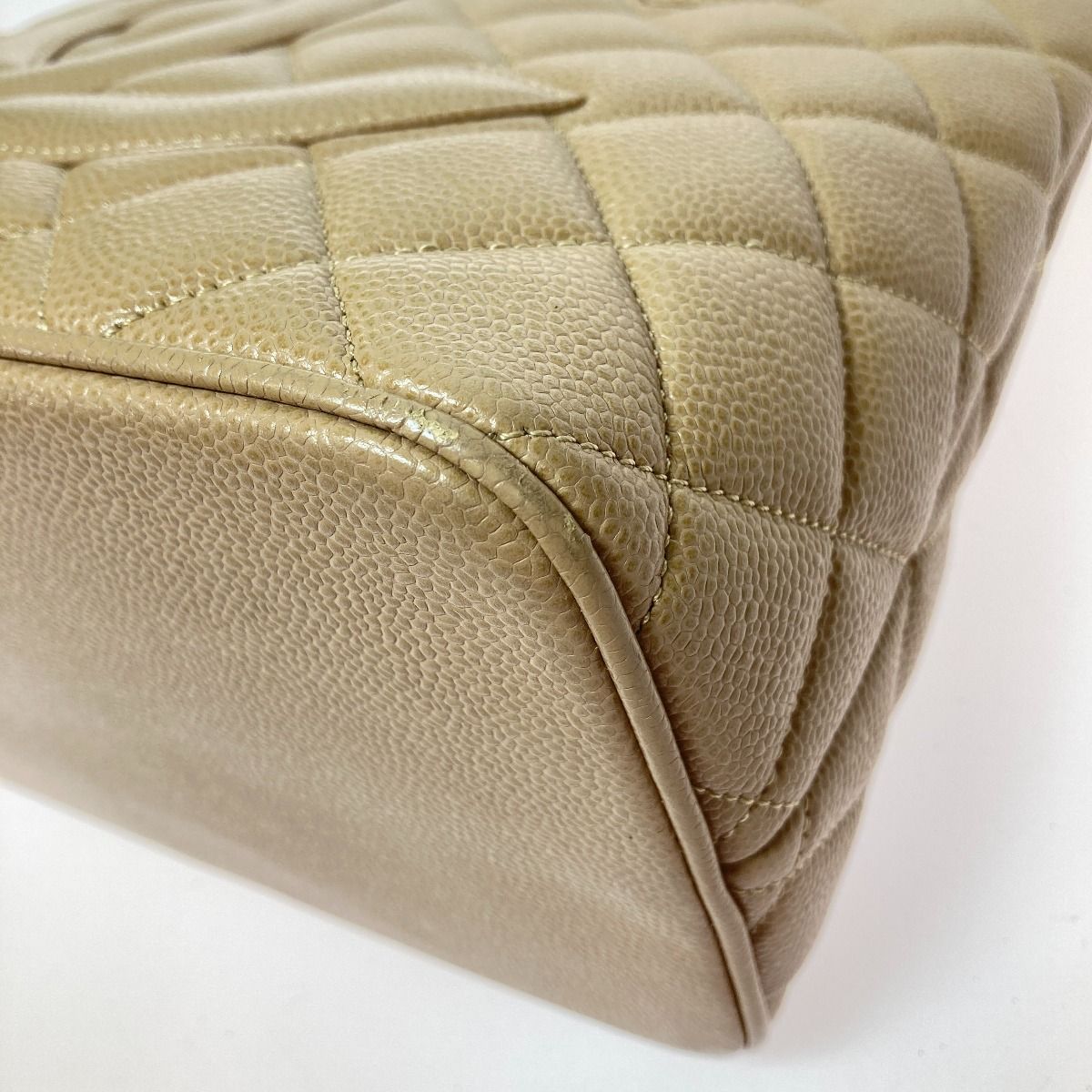 Chanel Medallion Tote Caviar Leather Bag Gold Hardware Beige — view 5