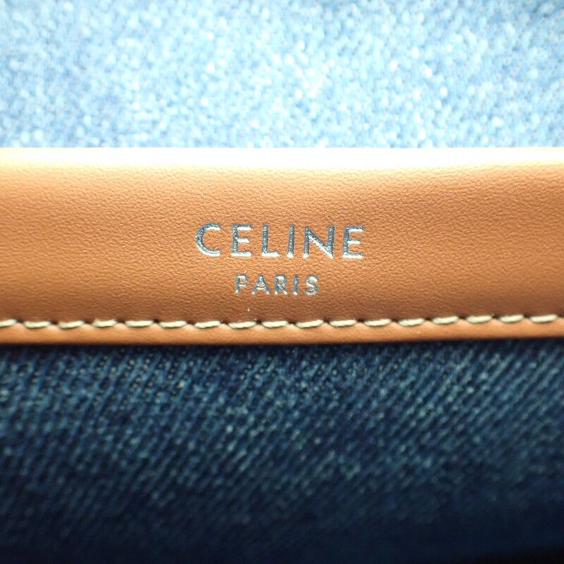 Celine Small Cabas Tice frg.05 ds Tote Bag Triomphe Denim Calf Leather — view 9