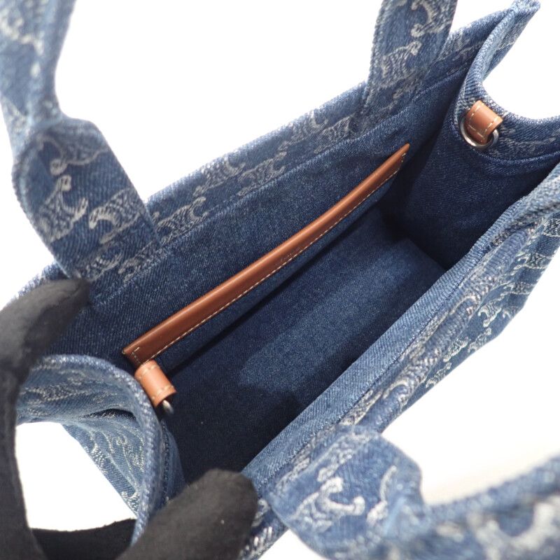 Celine Small Cabas Tice frg.05 ds Tote Bag Triomphe Denim Calf Leather — view 7