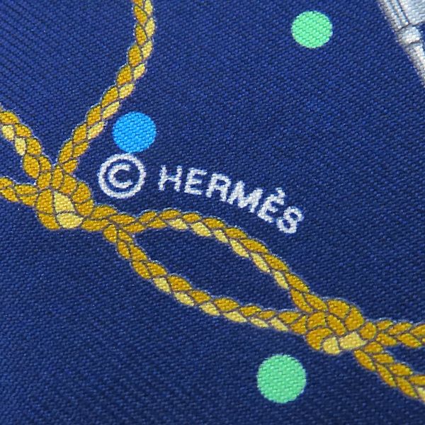 Hermes Scarf Twillye Silk Marine and Gris Argeon — view 5