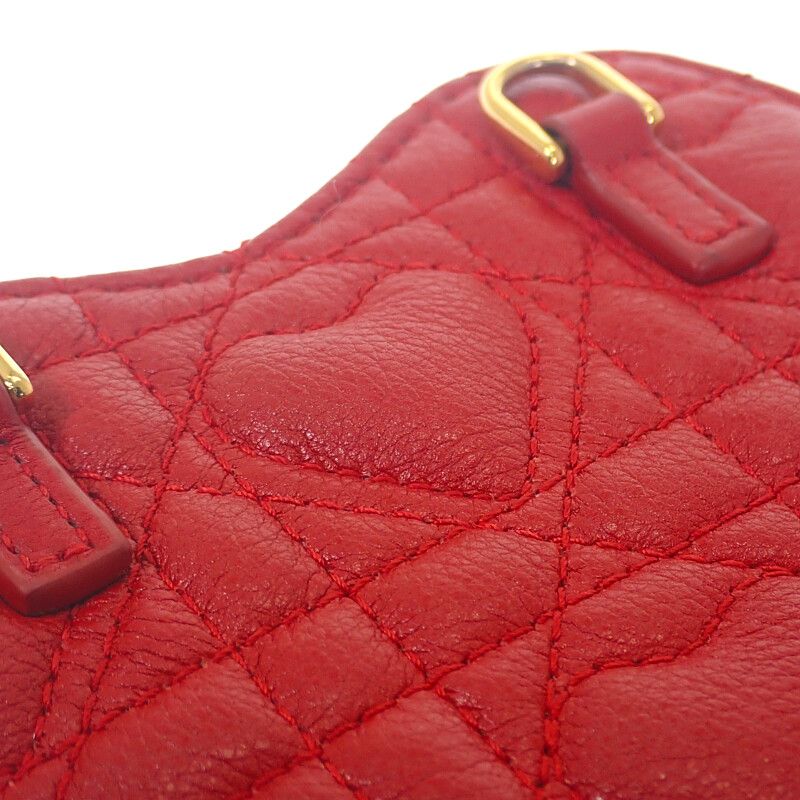 Dior Amour Caro Chain Heart Pouch S5097 Unid m61 R Shoulder Bag Calf Red — view 6