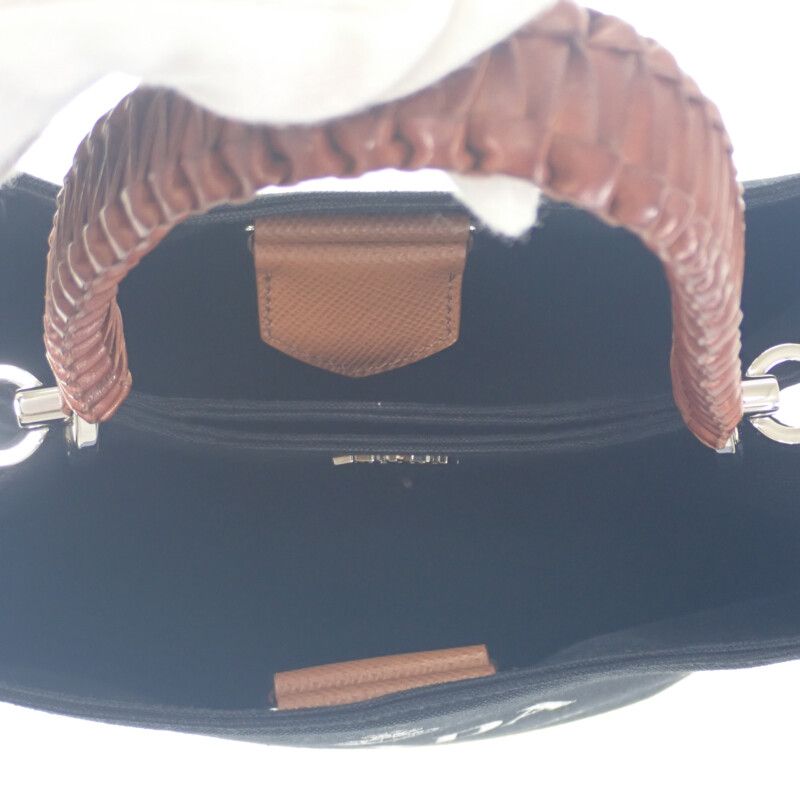 Prada Pannier 1 Ba212 2 Did f0 B7 K v poo Handbag Canvas Leather Black Brown — view 6