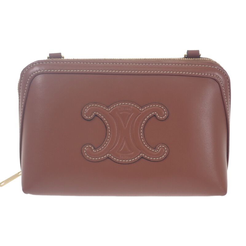 Celine Clutch Cuil With Chain 10 E383 Dr8.04 lu Shoulder Bag Calf Tan Brown — view 3