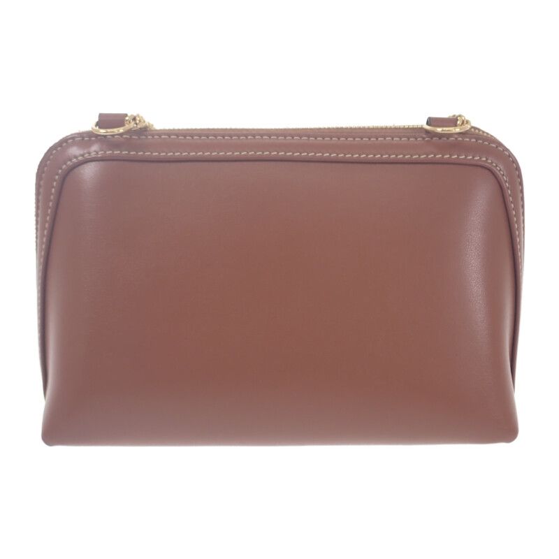 Celine Clutch Cuil With Chain 10 E383 Dr8.04 lu Shoulder Bag Calf Tan Brown — view 4