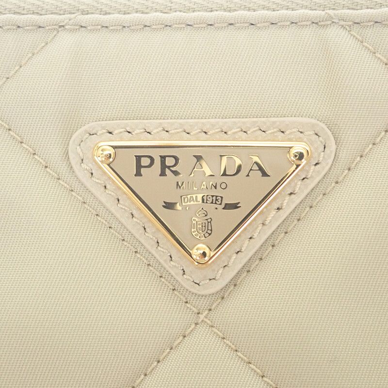 Prada Chain Shoulder Bag 1 Ni054 Handbag Tessuto Impunto Nylon Leather Beige — view 5