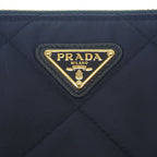 Prada Chain Shoulder Bag 1 Ni054 Handbag Tessuto Impuntu Nylon Navy Leather — view 4
