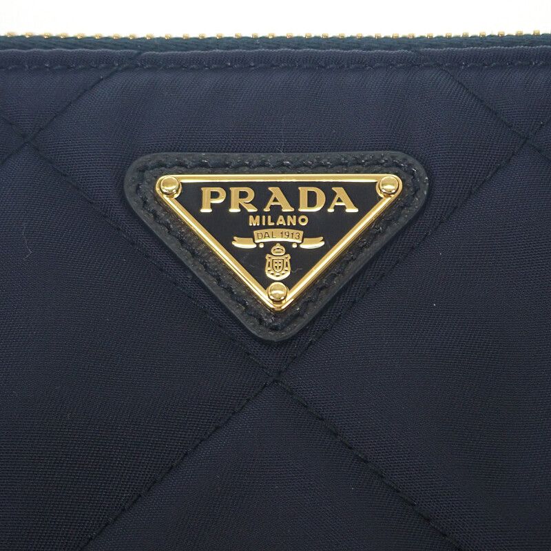 Prada Chain Shoulder Bag 1 Ni054 Handbag Tessuto Impuntu Nylon Navy Leather — view 4