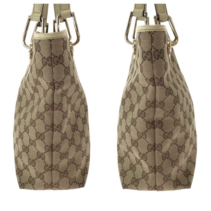 Gucci Brown Ivory Gold Hardware GG Canvas Tote Bag — view 8