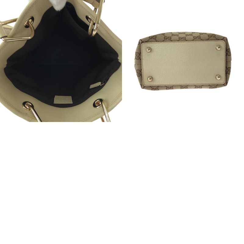 Gucci Brown Ivory Gold Hardware GG Canvas Tote Bag — view 9