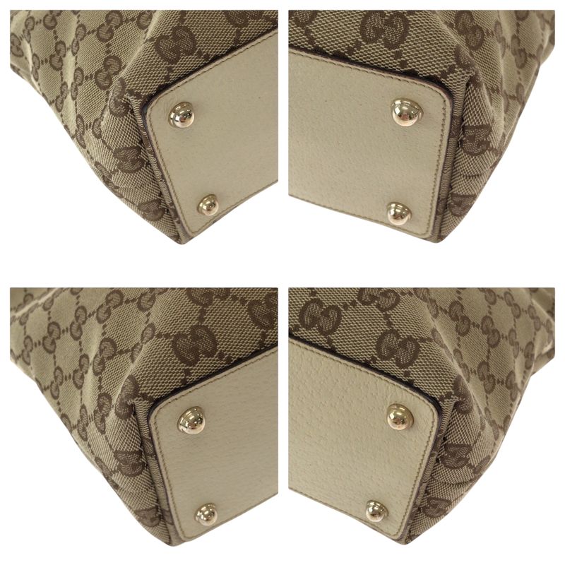 Gucci Brown Ivory Gold Hardware GG Canvas Tote Bag — view 3