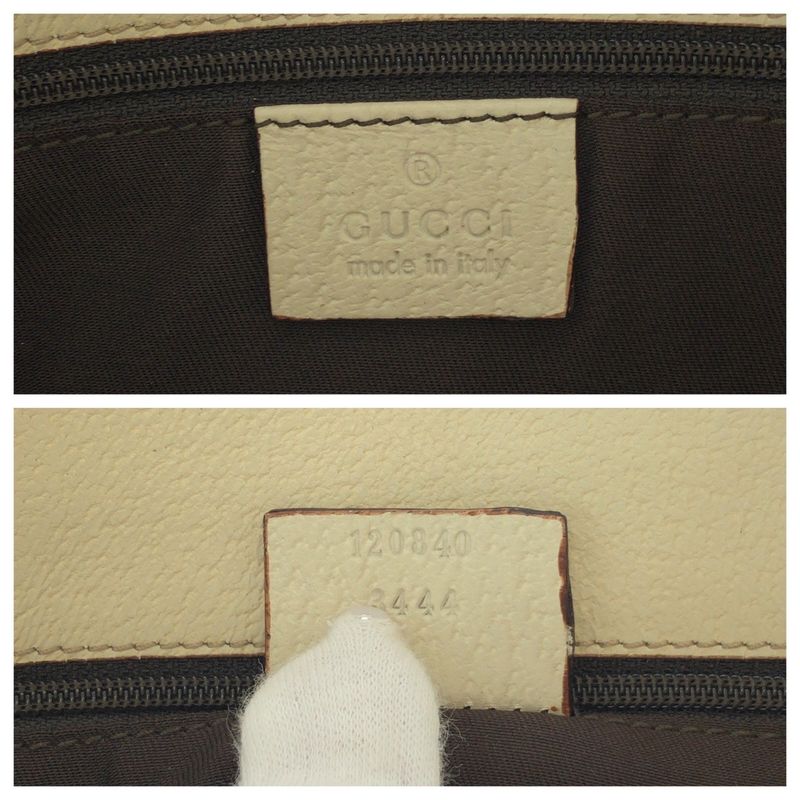 Gucci Brown Ivory Gold Hardware GG Canvas Tote Bag — view 4