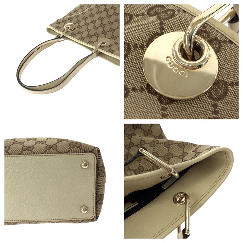 Gucci Brown Ivory Gold Hardware GG Canvas Tote Bag — view 5