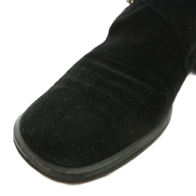 Gucci Chukka Boots Suede Short Round Toe Monk Strap 37 Black XZ — view 9